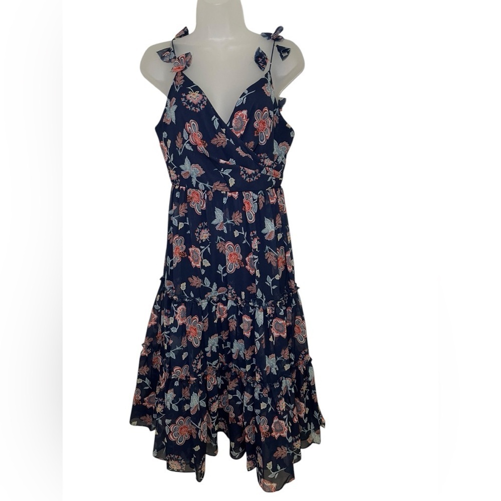 Sachin and Babi New Dalia Tiered Floral Chiffon Midi Dress Size 4 - Picture 2 of 9